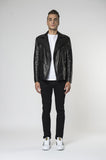 Marlon zip biker leather jacket Jet Front