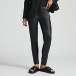 Frankie Leather Jogger Pant - Jet Black