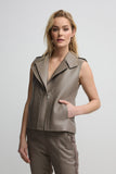 Elinor Leather Vest - Chinchilla
