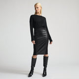 Scarlett Leather Skirt - Jet Black