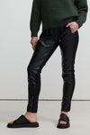 Frankie Leather Jogger Pant - Jet Black