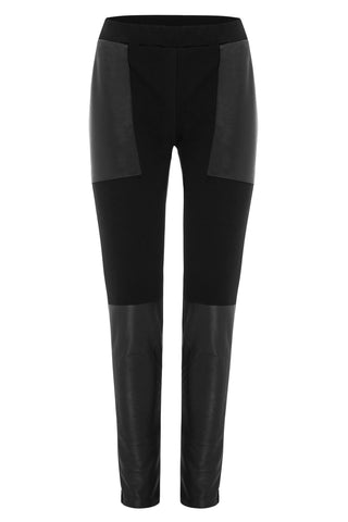 Eddie ladies fitted pant with leather trims - front view