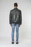 Marlon zip biker leather jacket Graphite Back