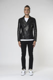 Marlon zip biker leather jacket Jet Front 